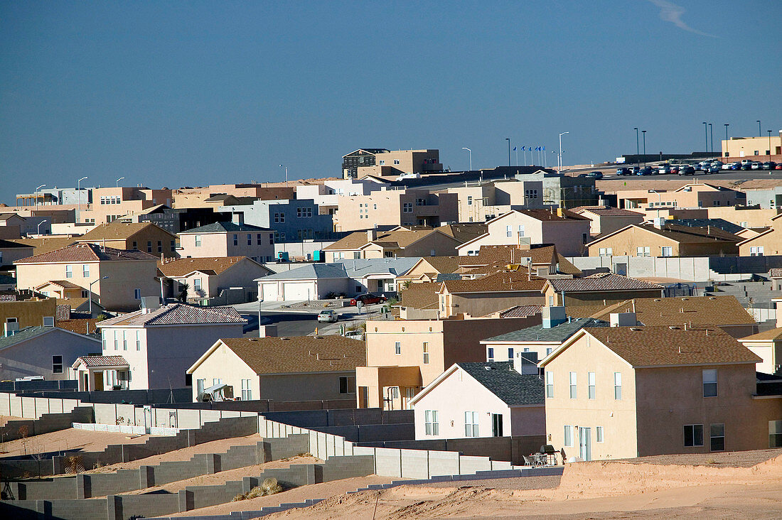 New tract houses, Albuquerque suburbs. Bernalillo. New Mexico, USA