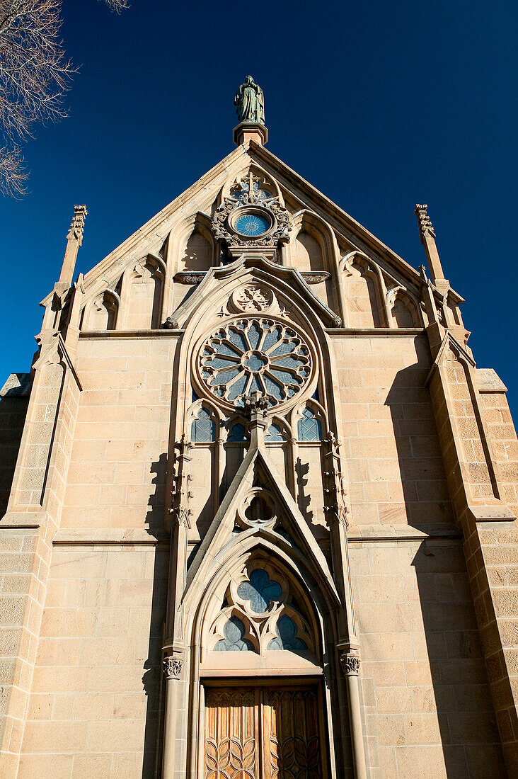 Loretto Chapel housing the Miraculous Staircase supposedly built by St. Joseph, downtown Santa Fe. New Mexico, USA