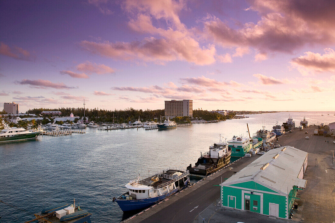 Bahamas, New Providence Island, Nassau: Port of Nassau, Sunrise over Potter s Cay