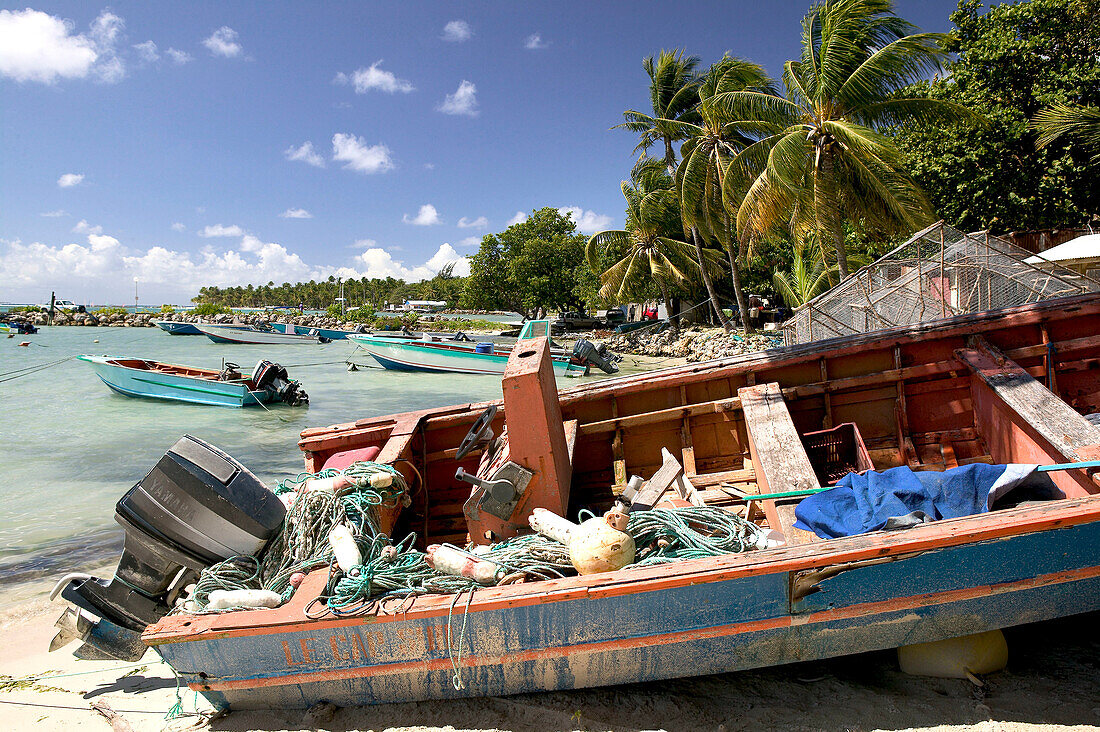 French West Indies (FWI), Guadeloupe, Grande Terre Island, Sainte-Anne: Caravelle Beach, Fishing Harbor