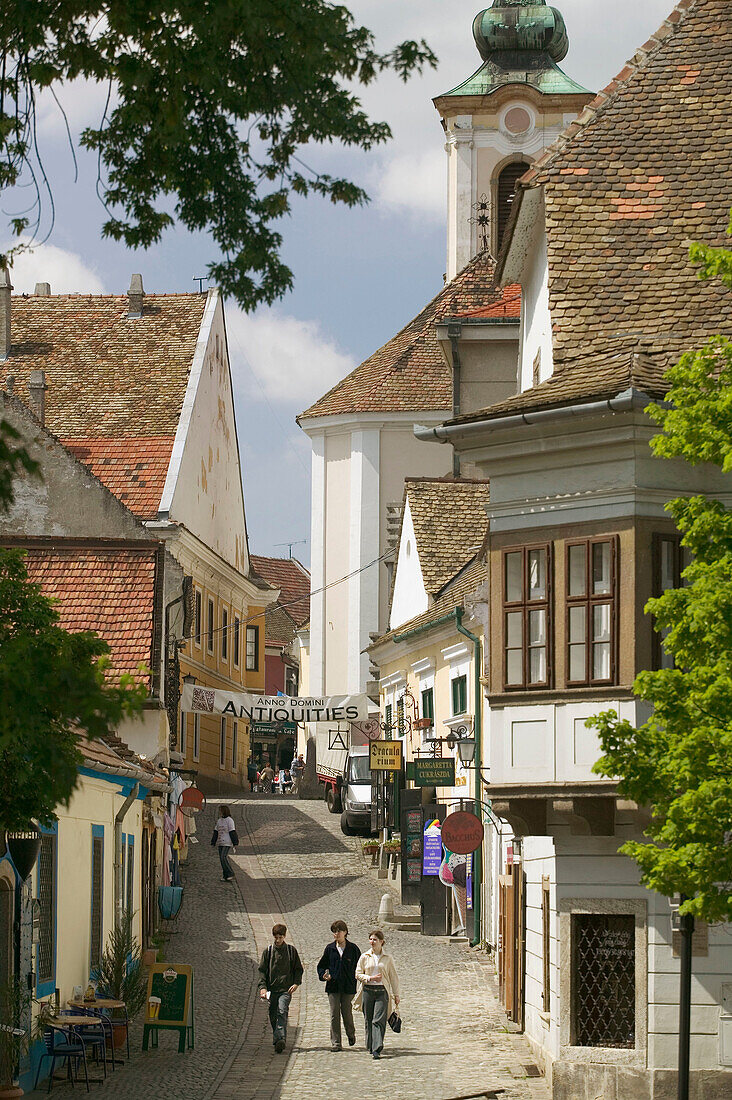 Danube River Tourist Town of Szentendre. View along Gorog Utca (Street). Szentendre. Danube bend. Hungary. 2004.