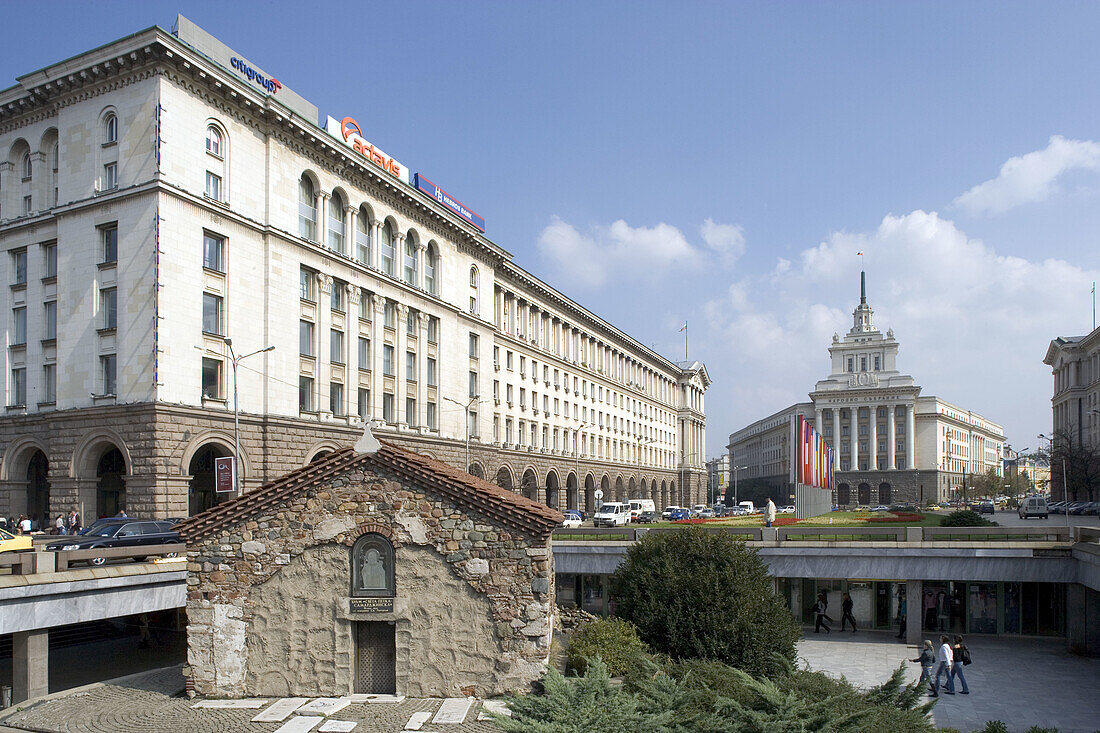 Council of Ministers and church of St. Petka of the Saddlers (14th century), Sofia. Bulgaria