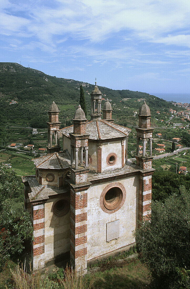 Church of the five bell towers (aka Church of Our Lady of Loreto), Finale Ligure. Liguria, Italy
