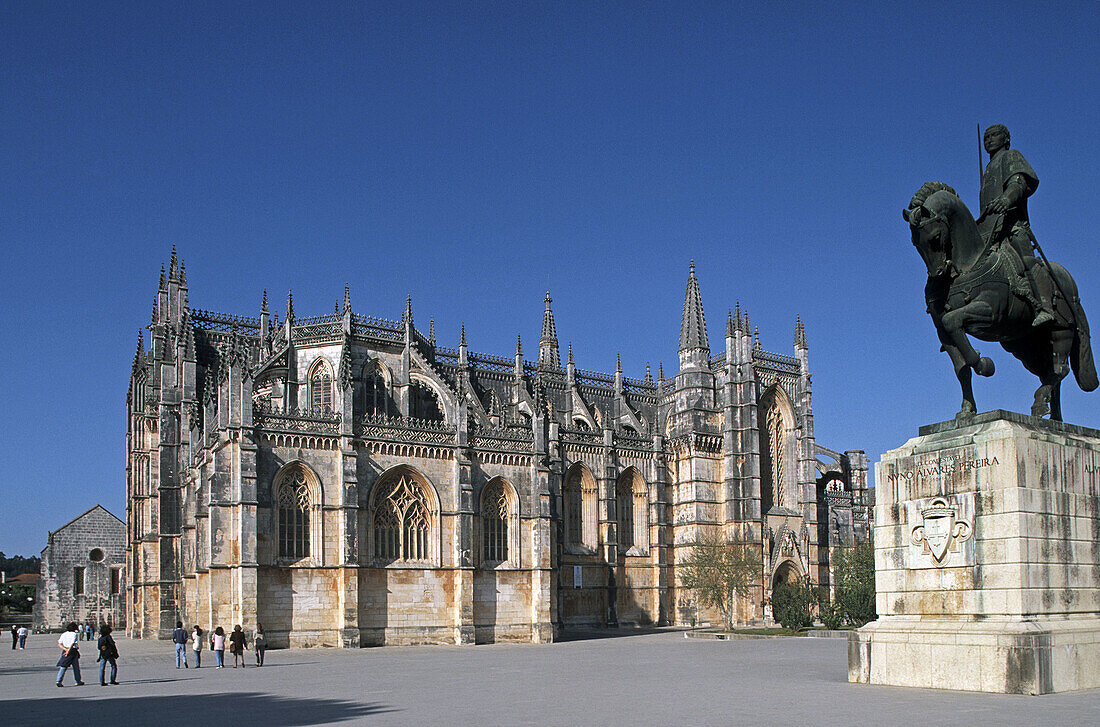 Monument to Nuno Álvares Pereira in front of the Monastery of Santa Maria da Vitória (aka Monastery of Batalha), Leiria. Portugal