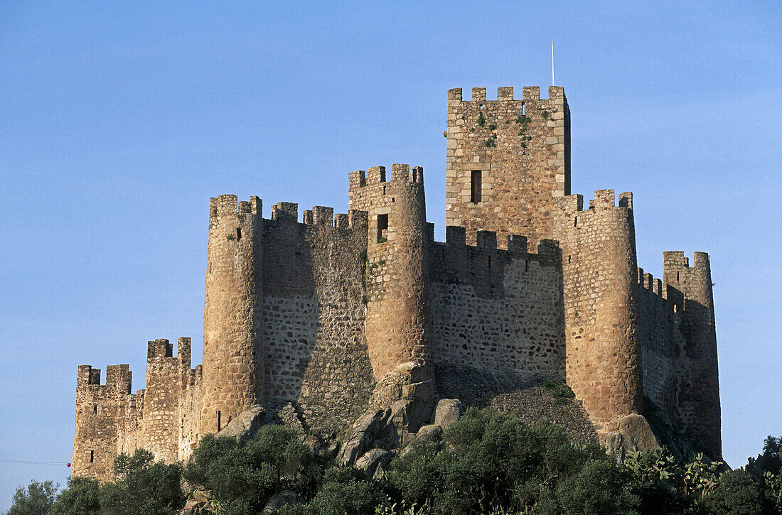 Castle of Almourol, templar knights stronghold situated in a small rocky island in the middle of the Tagus river. Portugal