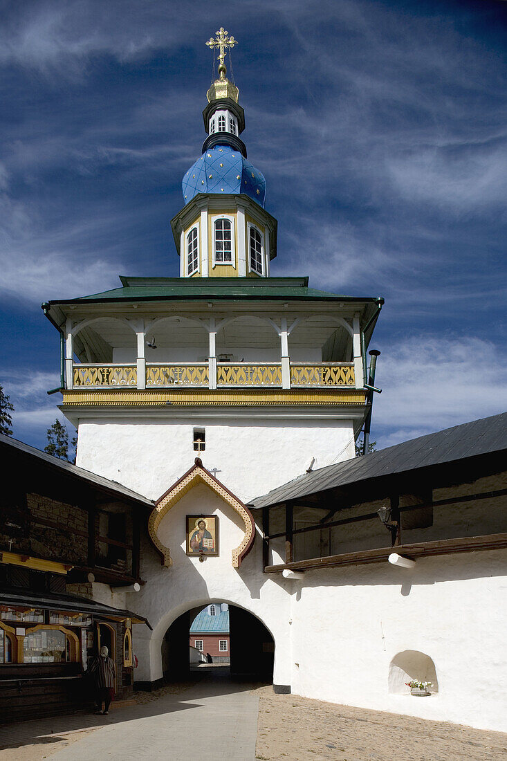 Saint Dormition Orthodox Monastery, founded in 1473, Church of St. Nicholas Thaumaturge, 16th century. Petchory, near Pskov. Russia