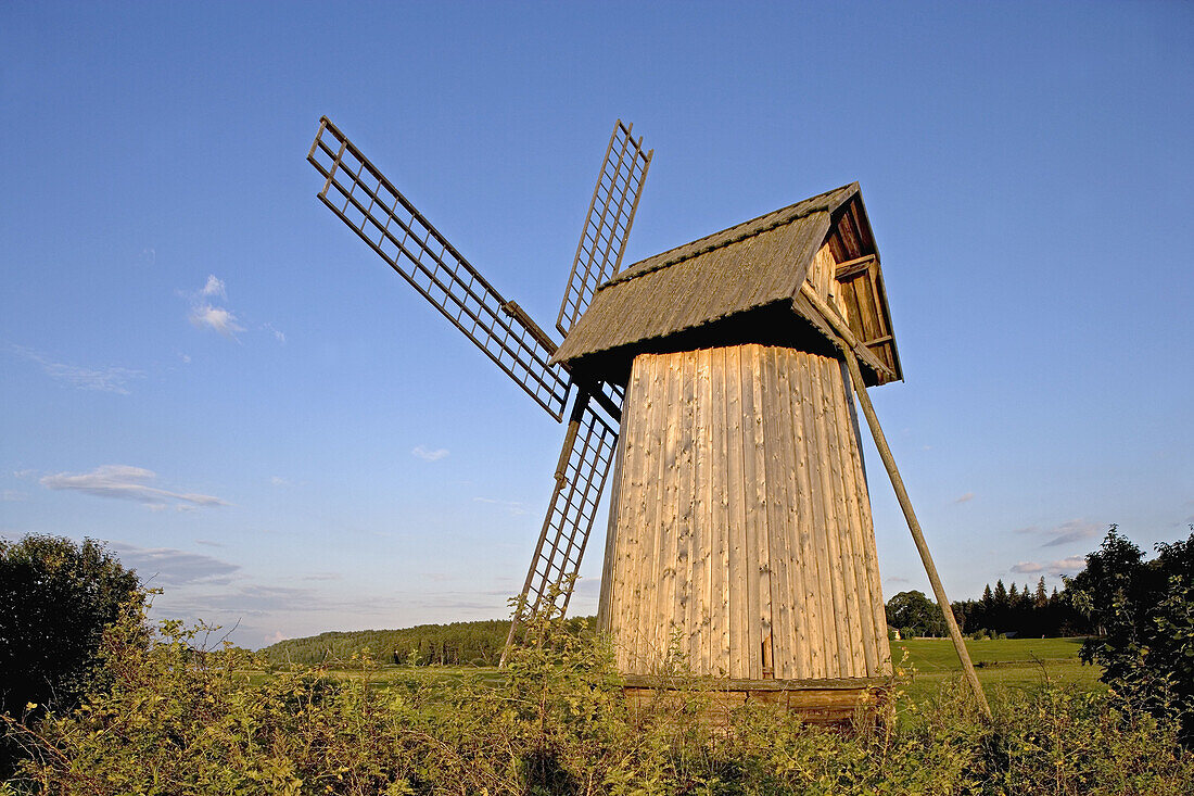 Windmill, Sorot river. Domain of Alexander Pushkin family. Mikhailovskoye. Pushkinskie Gory. Russia.