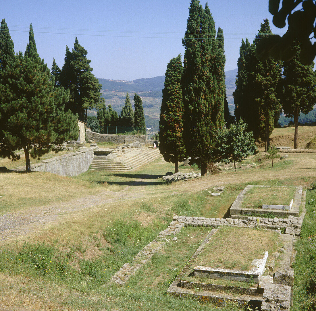 Etruscan temple ruins. Fiesole. Tuscany. Italy