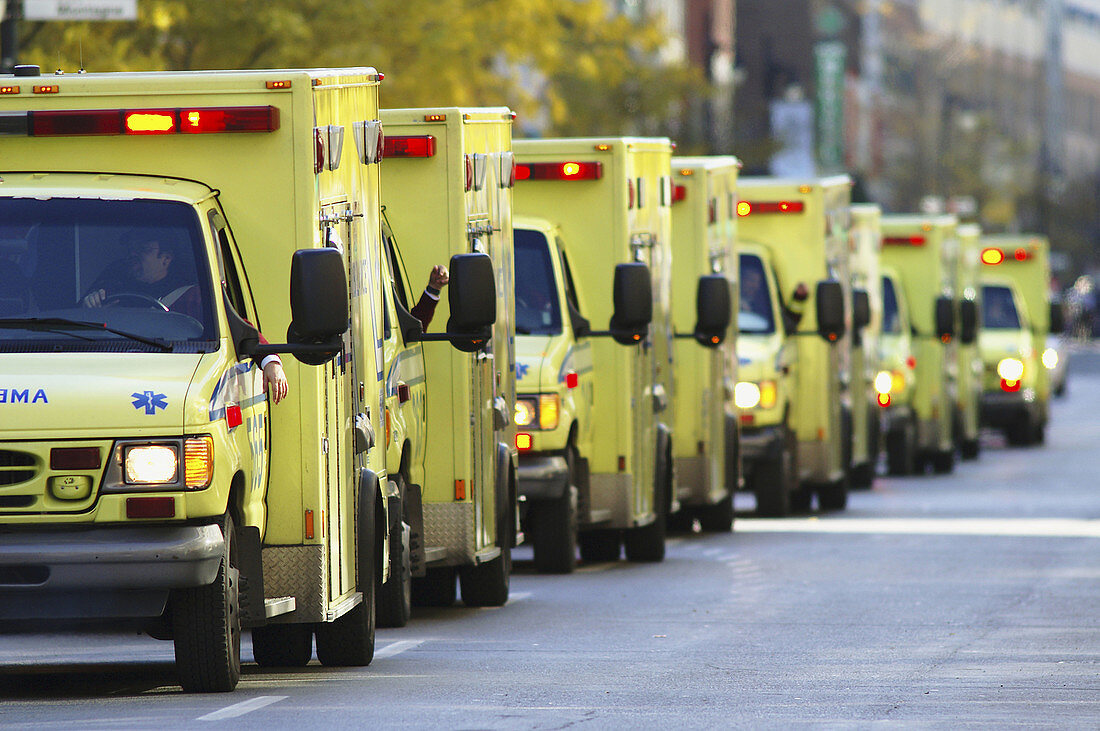 Row of ambulances