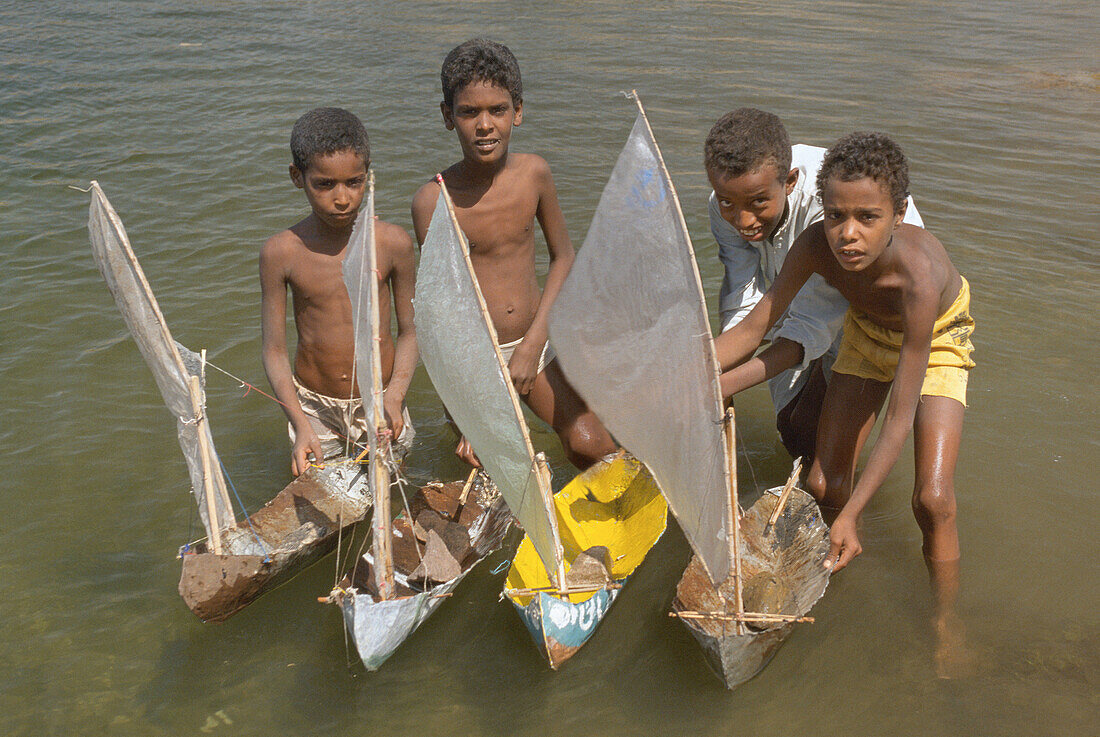 Children playing in the Nile River. Egypt