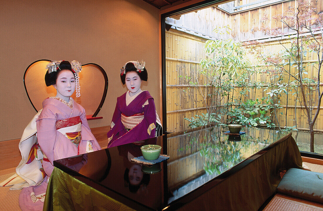 Maiko-san in a tea house. Kyoto. Japan