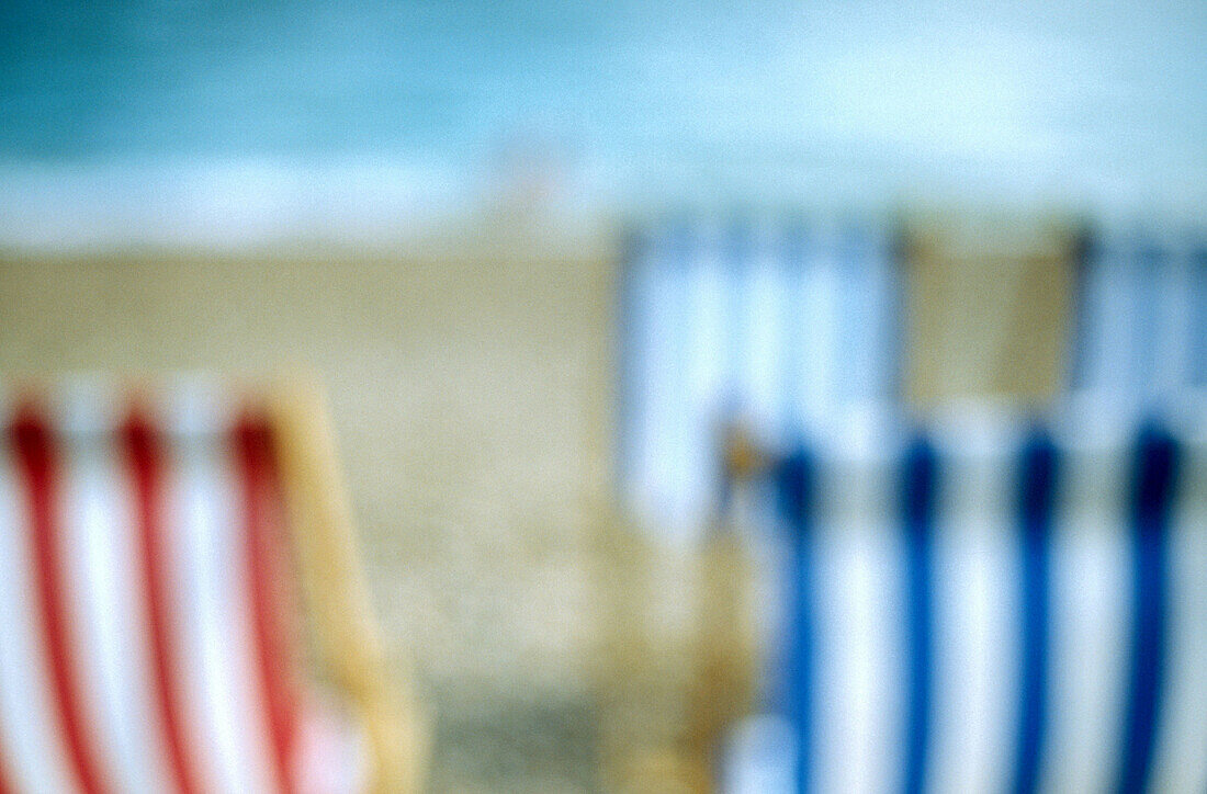 Deckchairs on the beach, Portsmouth, Hampshire, UK