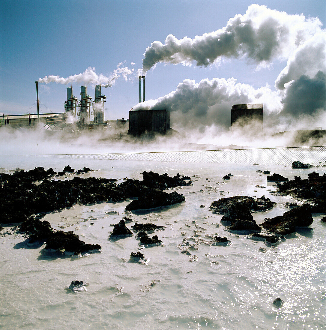 Geothermisches Kraftwerk. Die Blaue Lagune. Grindavik. Island