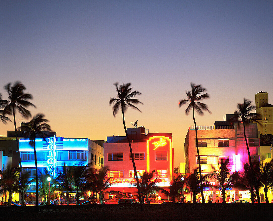Art Deco Hotels. Ocean Drive. South Beach. Miami Beach. Florida. USA