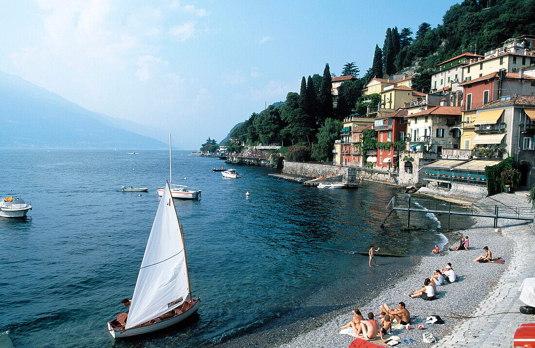 Beach on Lake Como. Varenna. Lombardy, Italy