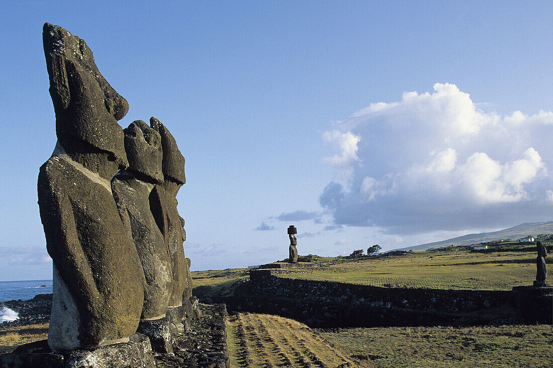 Ahu Vai Uri, Tahai ceremonial complex. Easter Island. Chile.