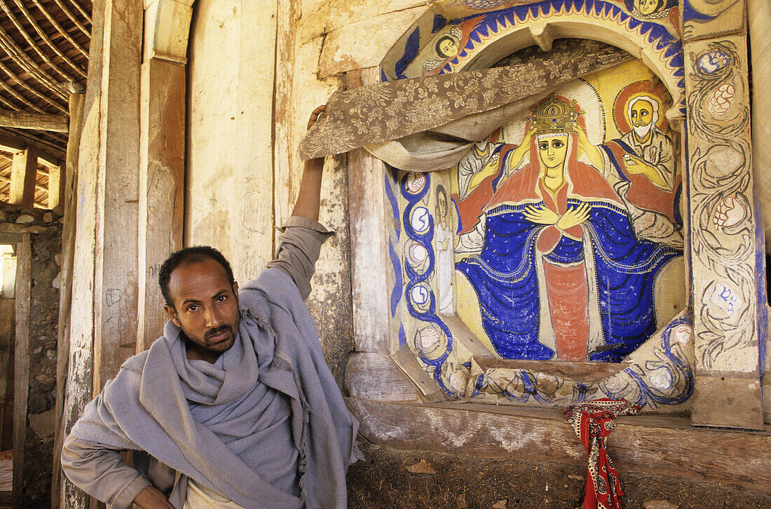 Paintings in Ura Kidane Mehret church, near Bahar Dar. Ethiopia.