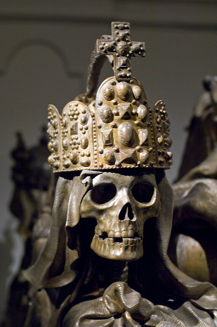 Totenkopf in der Kaisergruft, Kapuziner Kirche, Kirche zur Heiligen Maria von den Engeln, Wien, Österreich