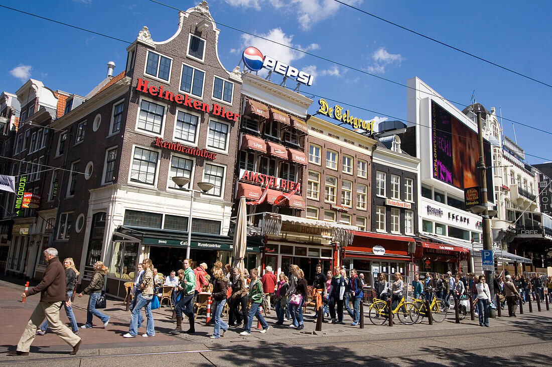 Amsterdam Rembrandtsplein street cafes peole