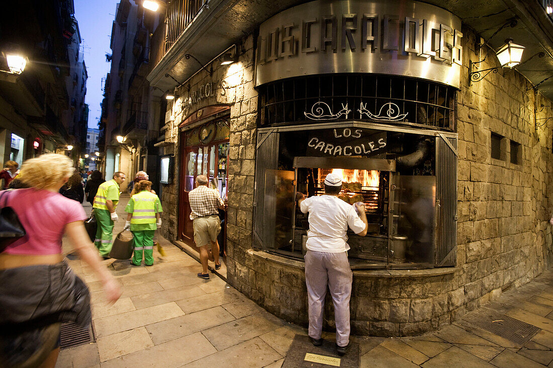 Barcelona,Los Caracoles traditional Restaurant in historic center