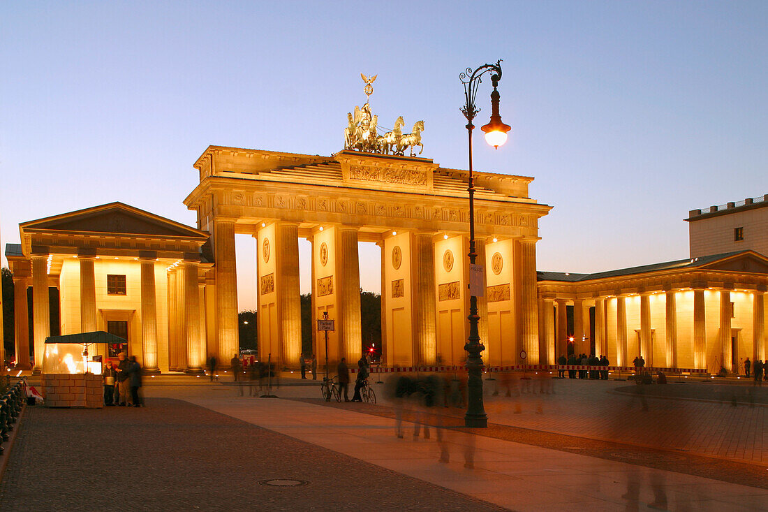 Berlin, Paris square, Brandenburg gate, dusk