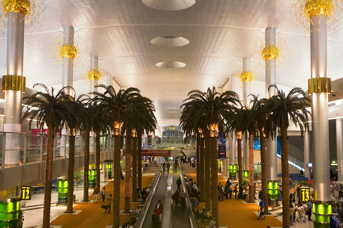Dubai International Airport Dubai United Arab Emirates ,Sheikh Rashid Terminal  terminal , palm trees