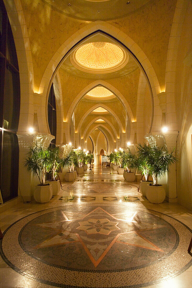 United Arab Emirates Dubai, One & Only Royal Mirage, Arabian court,  five star Hotel at Jumeirah ,luxery marble floor with mosaics, oriental style