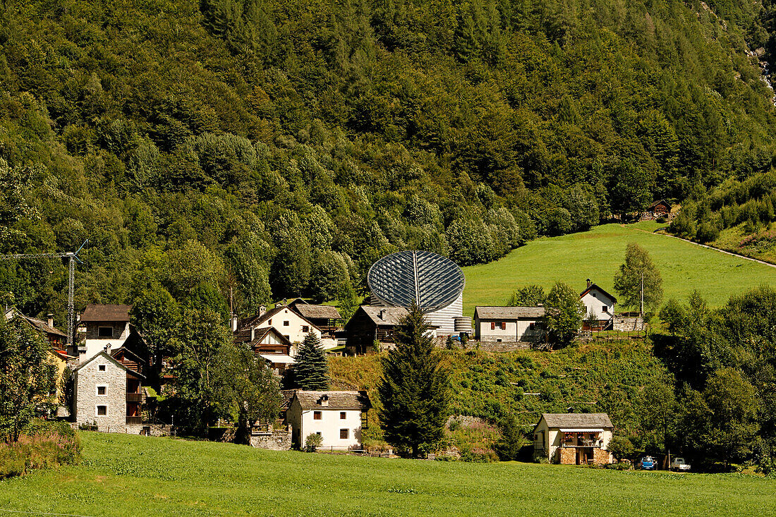 Switzerland Ticino Mogno church designed by Mario Botta