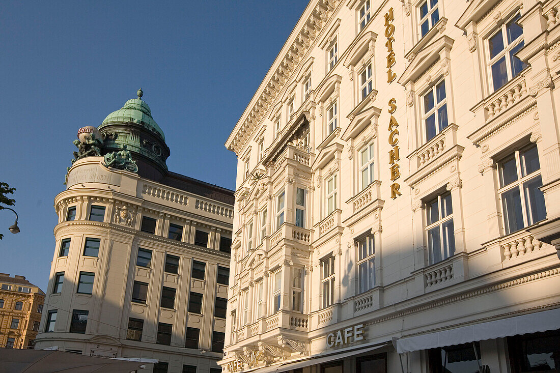 Vienna Austria Cafe Mozart Hotel Sacher facade