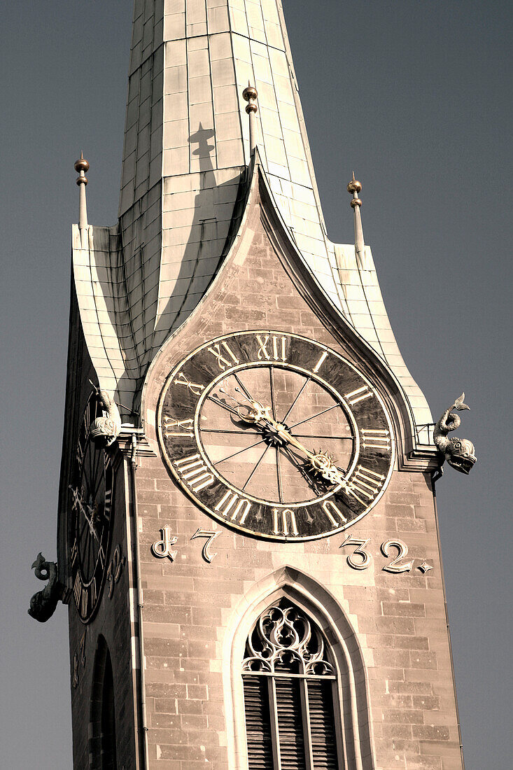 Switzerland,Zurich,Fraumunster church,clock tower