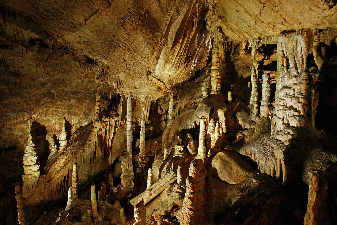 Rübeland stalactite caves, UNESCO Geopark, Harz Mountains, Saxony Anhalt, Germany