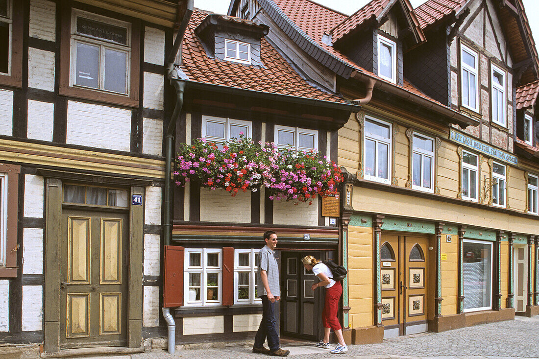 Wernigerode, old town, smallest house, Harz mountains, Saxony Anhalt, Germany