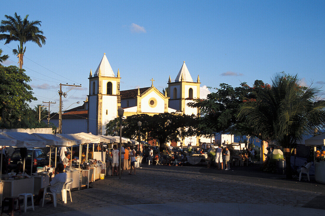 Market on the market square in front of the church, Igreja da Se, Olinda, Brazil