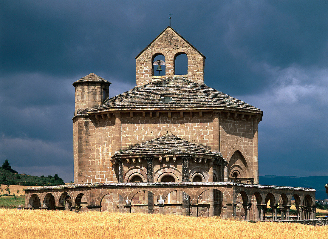 Santa María de Eunate, Romanesque church. Road to Santiago. Navarre. Spain