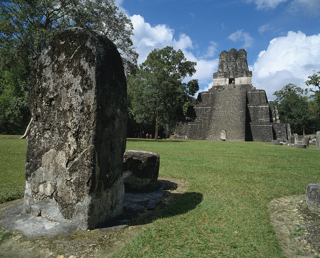 Temple of the Masks (Temple II). Mayan ruins of Tikal. Guatemala