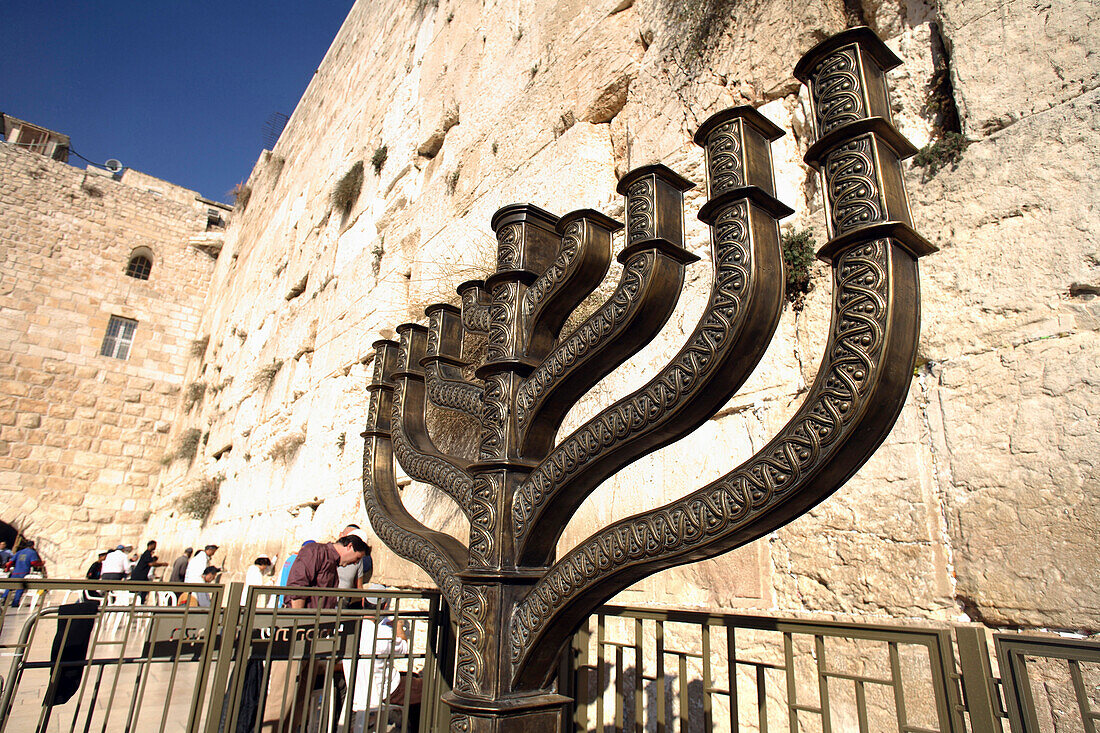 Channukkah Menorah an der Klagemauer, Jerusalem, Israel