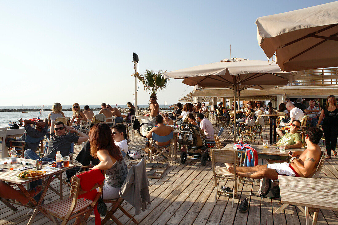 Beach Restaurant and meeting point, Hilton Beach, Tel Aviv, Israel
