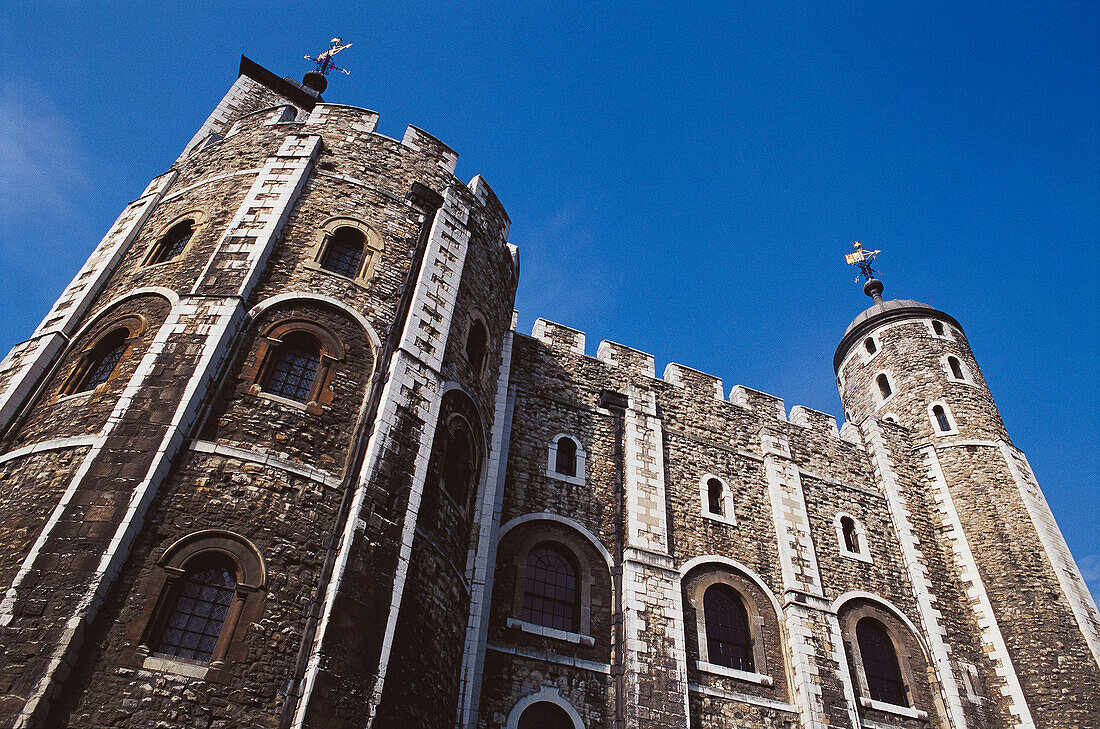 Detail of White Tower, central keep of Tower of London fortress. London. England