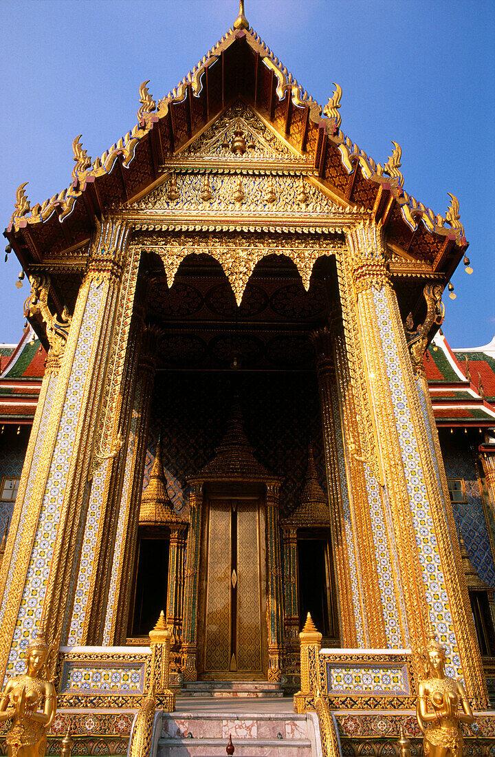 Ornate entrance to the Royal Pantheon. Wat Phra Keo. Bangkok. Thailand