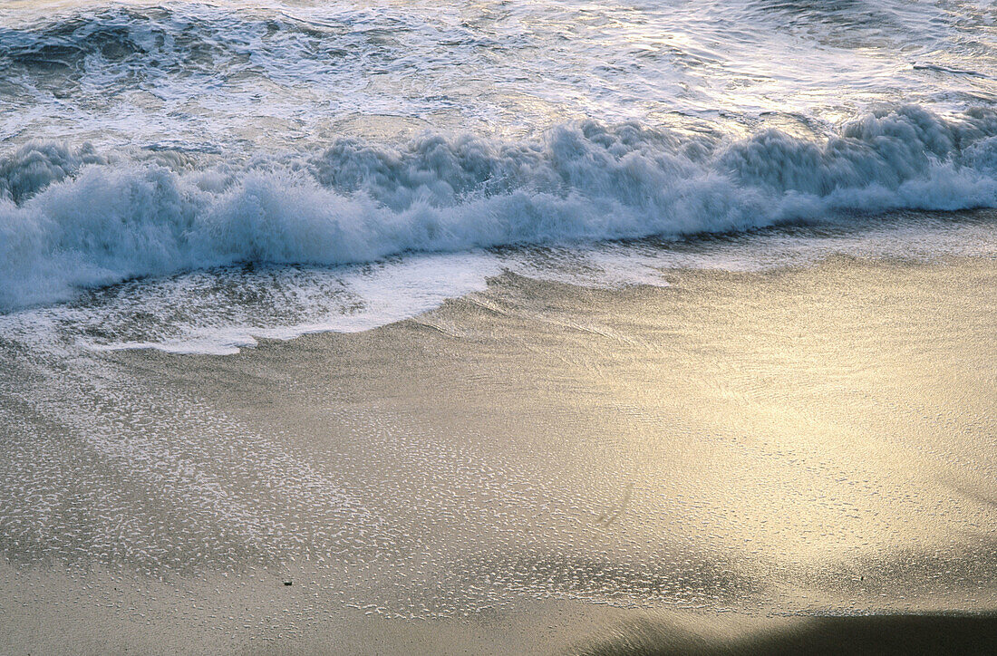 Waves washing on shore. Rodeo Beach. Golden Gate National Recreation Area. Marin County. California. USA