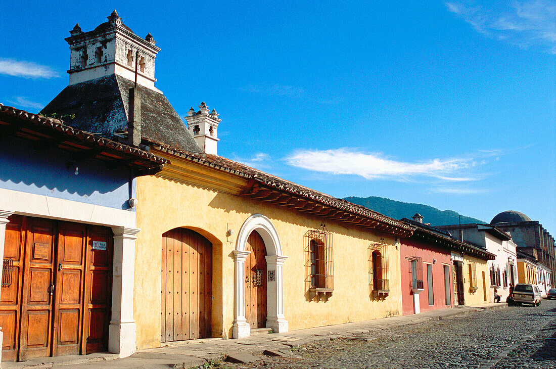 Colourful colonial houses. Antigua Guatemala. Sacatepéquez department, Guatemala