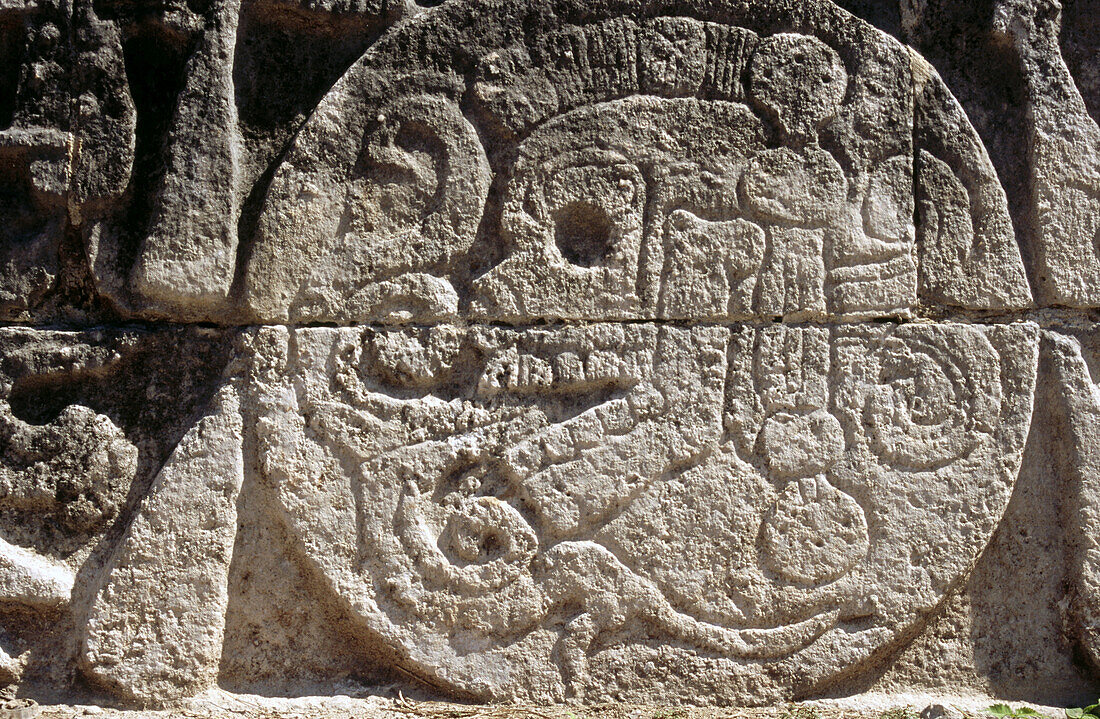 Detail of the grand ball court, Chichen Itza. Yucatan. Mexico