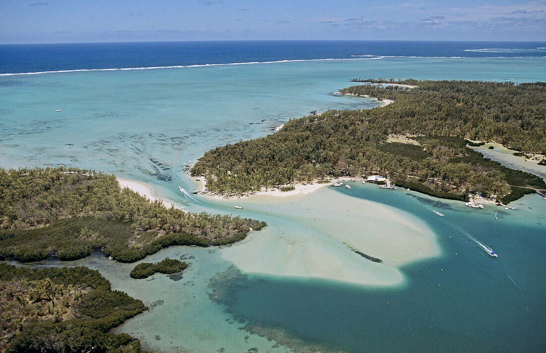 Aerial of Ile Aux Cerfs. East coast. Mauritius
