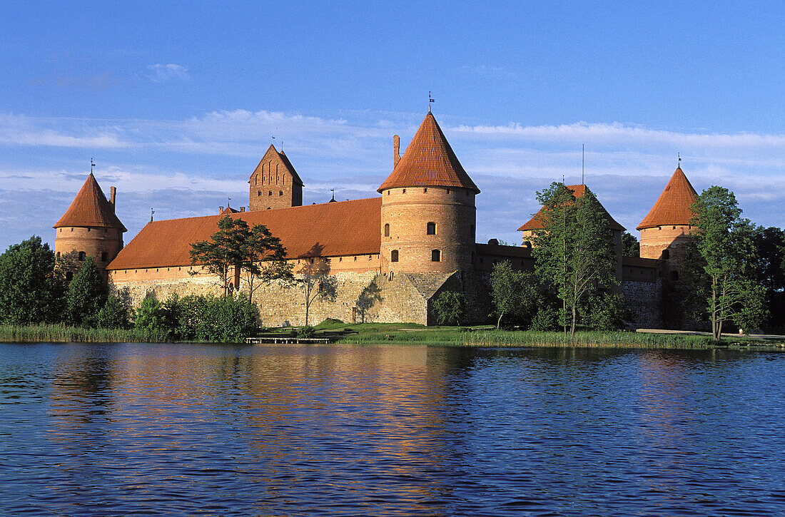 Gothic castle (XIV-XVth century). Lake Galve, Trakai. Lithuania.