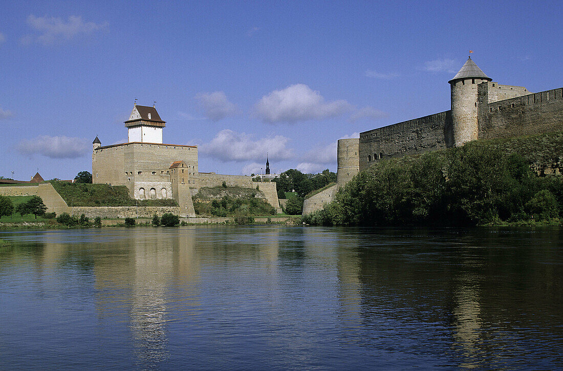 Castle (XIIIth century). Ivangorod fortress. Narva river. Narva. Russia, Estonia.