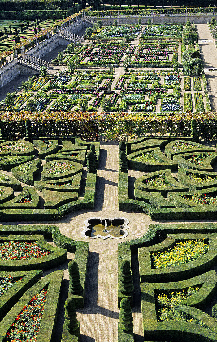 Gardens, Château de Villandry. Indre-et-Loire, France