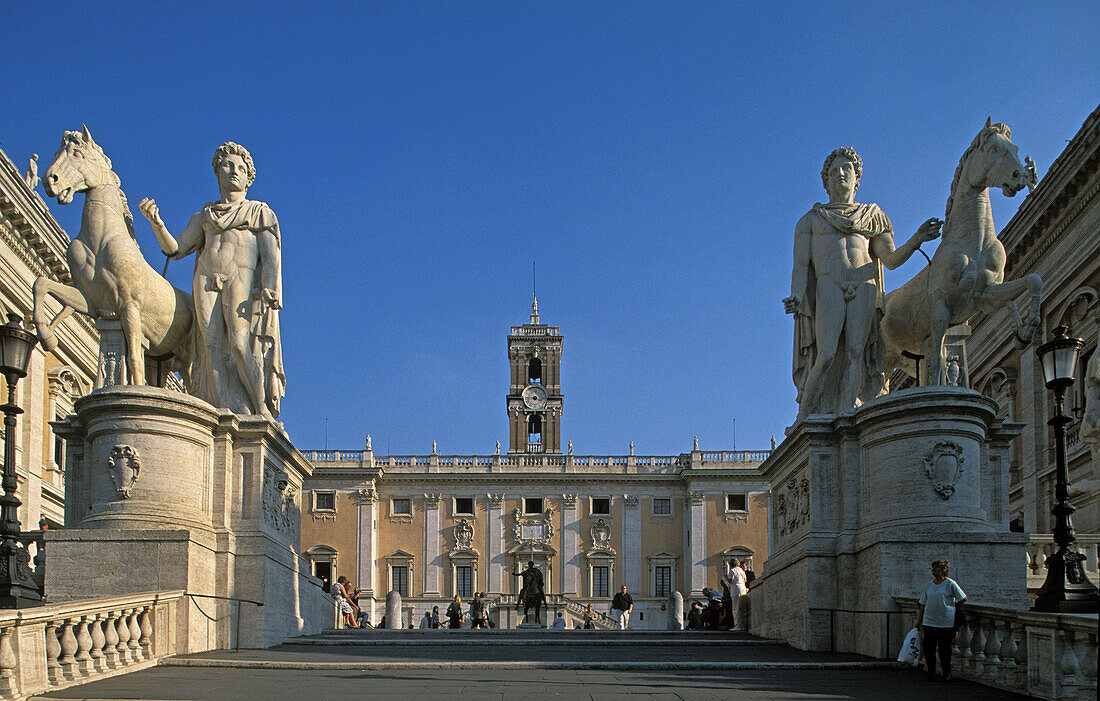 Dioscuri knights statues. Piazza del Campidoglio. Rome. Italy