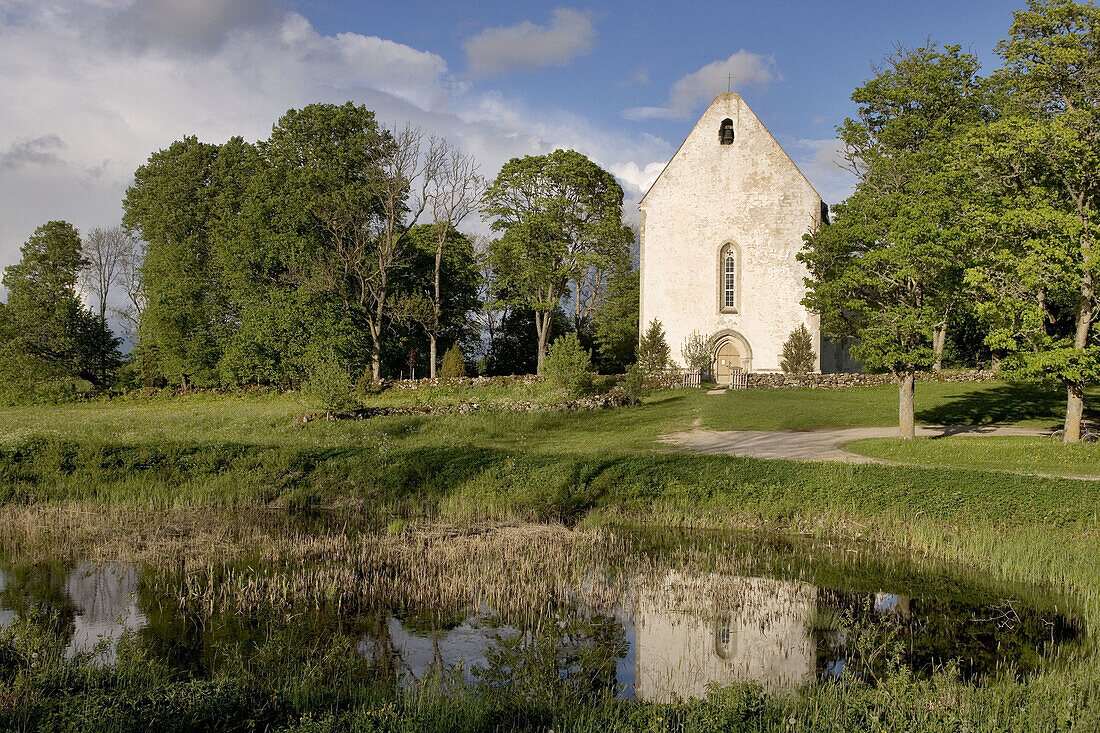 Karja medieval German church (13th-14th century), Saaremaa island. Estonia