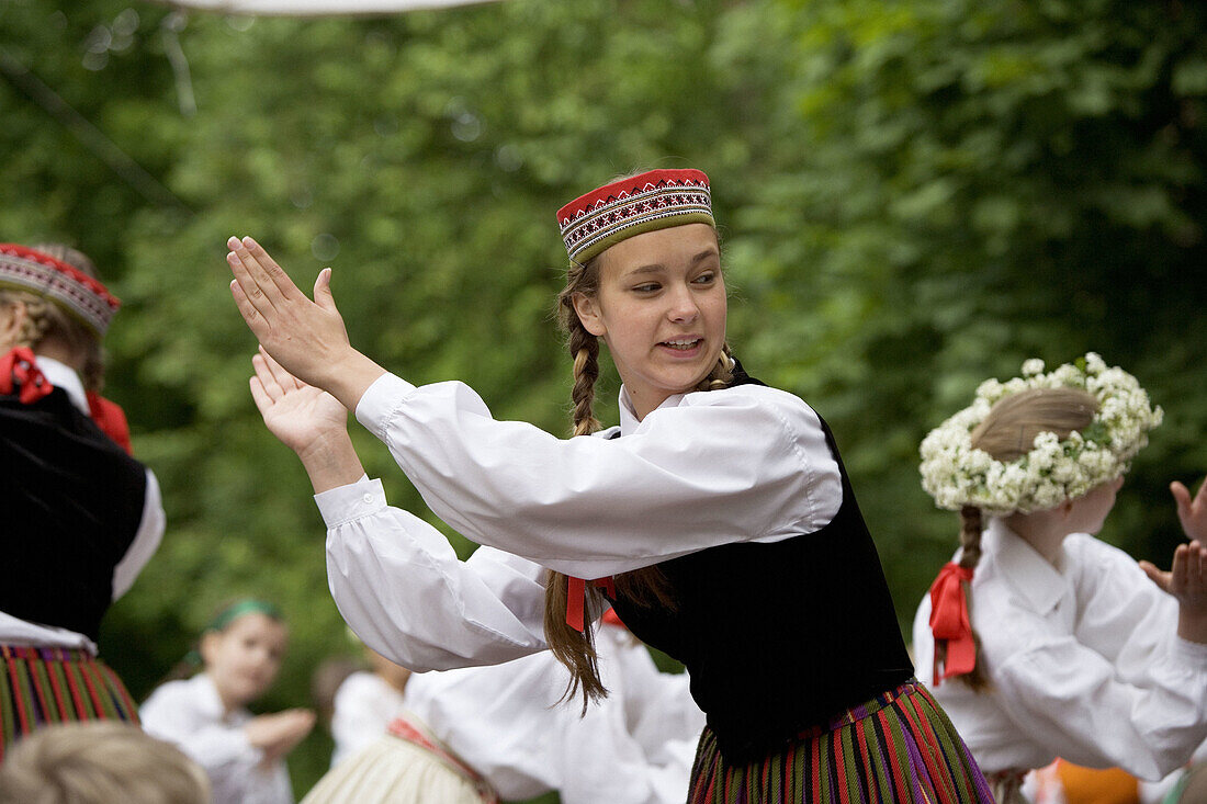 Latvian folklore, traditional costumes. Latvia