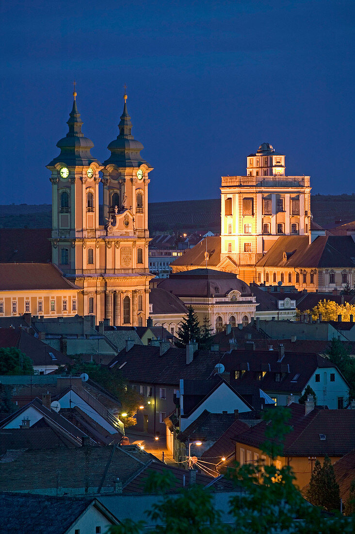 Minorite Church (b.1771) & Lyceum (b./1765), evening. One of Hungary s Prime Wine Growing Towns. Bukk Hills, Eger. Northern Uplands. Hungary. 2004.